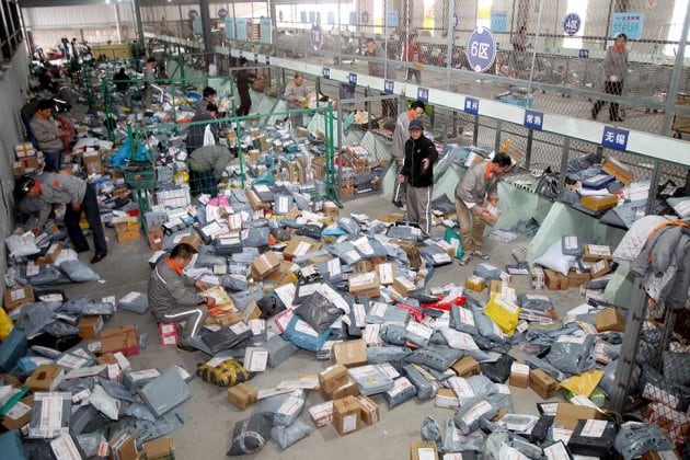 Центърът за сортиране в Китай изглежда така.
